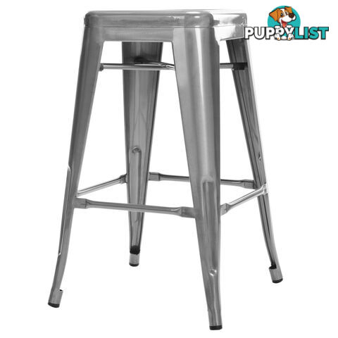 Set of 4 Replica Tolix Kitchen Bar Stool 66cm Metallic