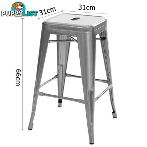 Set of 4 Replica Tolix Kitchen Bar Stool 66cm Metallic