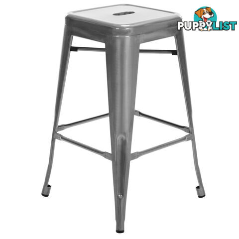 Set of 4 Replica Tolix Kitchen Bar Stool 66cm Metallic