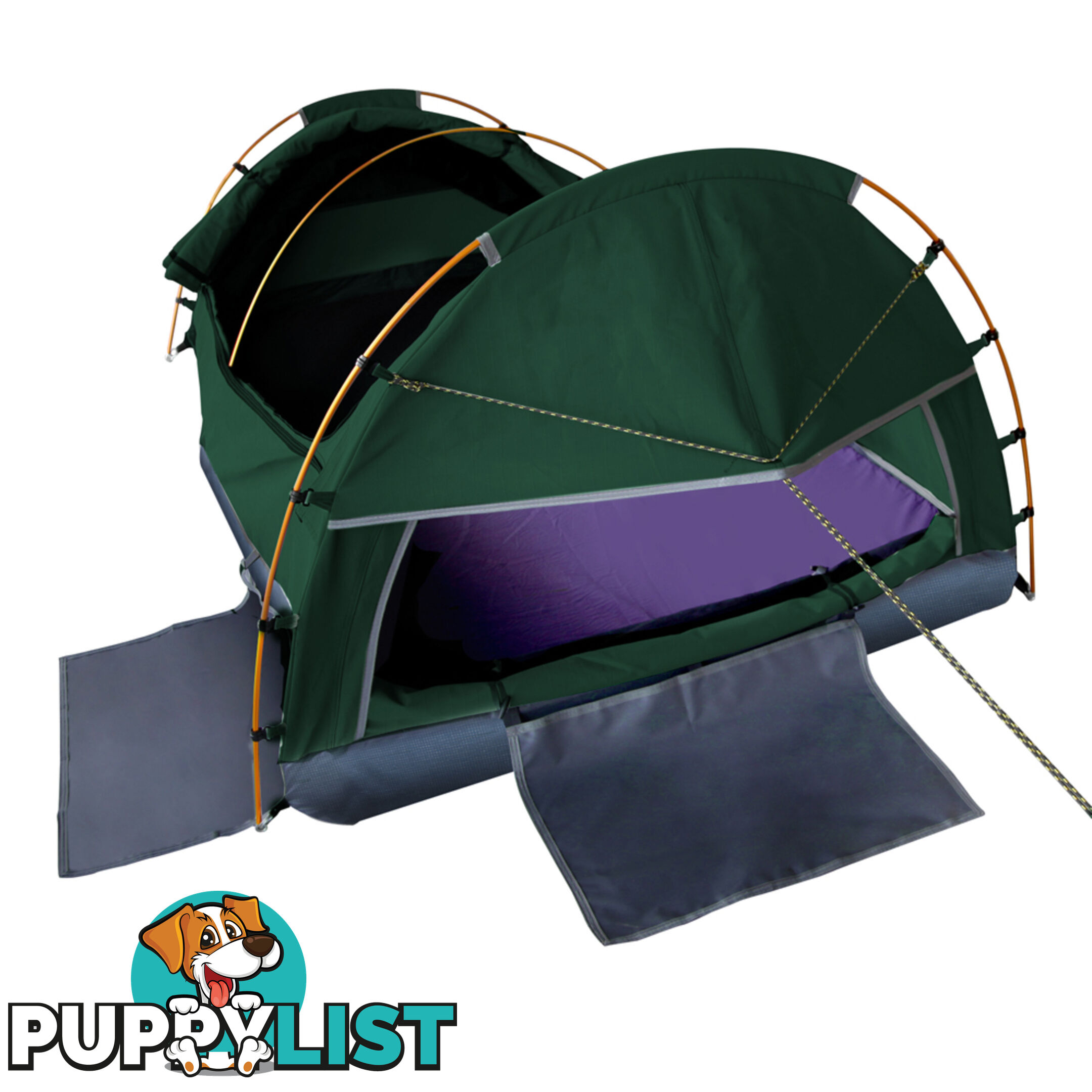 King Single Camping Canvas Swag Tent Green w/ Air Pillow