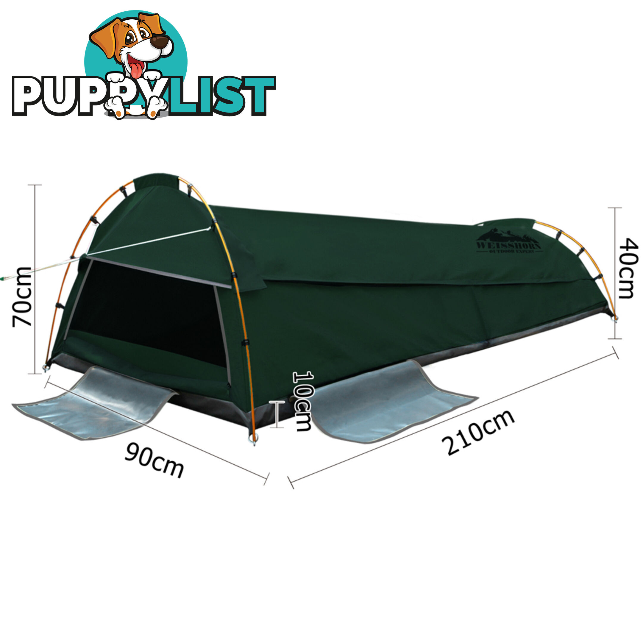 King Single Camping Canvas Swag Tent Green w/ Air Pillow