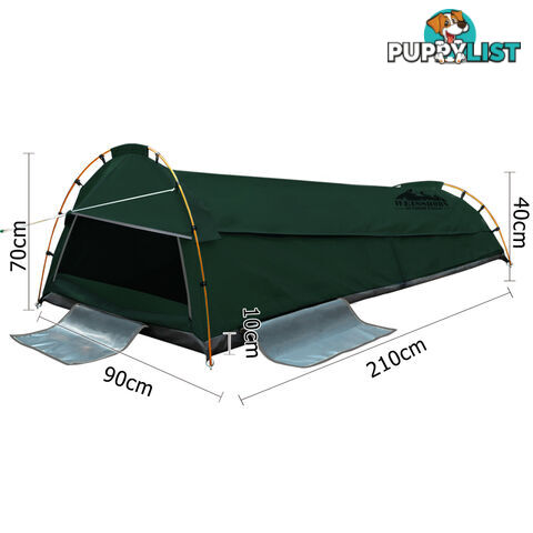 King Single Camping Canvas Swag Tent Green w/ Air Pillow