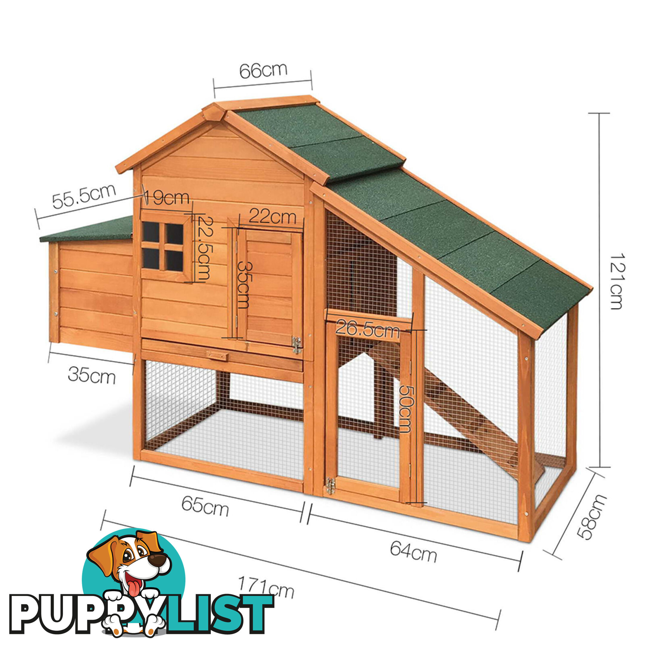 Wooden Pet Hutch with Nesting Box