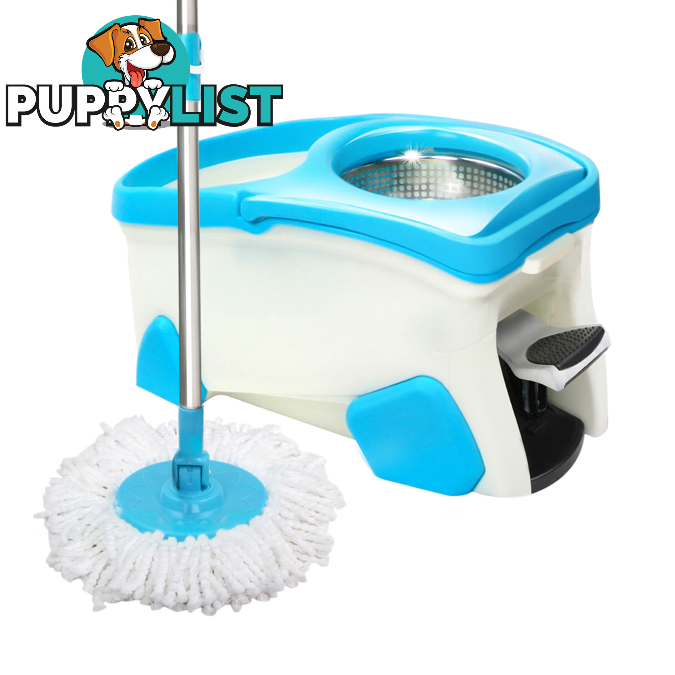 360 Degree Spinning Mop Stainless Steel Spin Dry Bucket 9L Blue