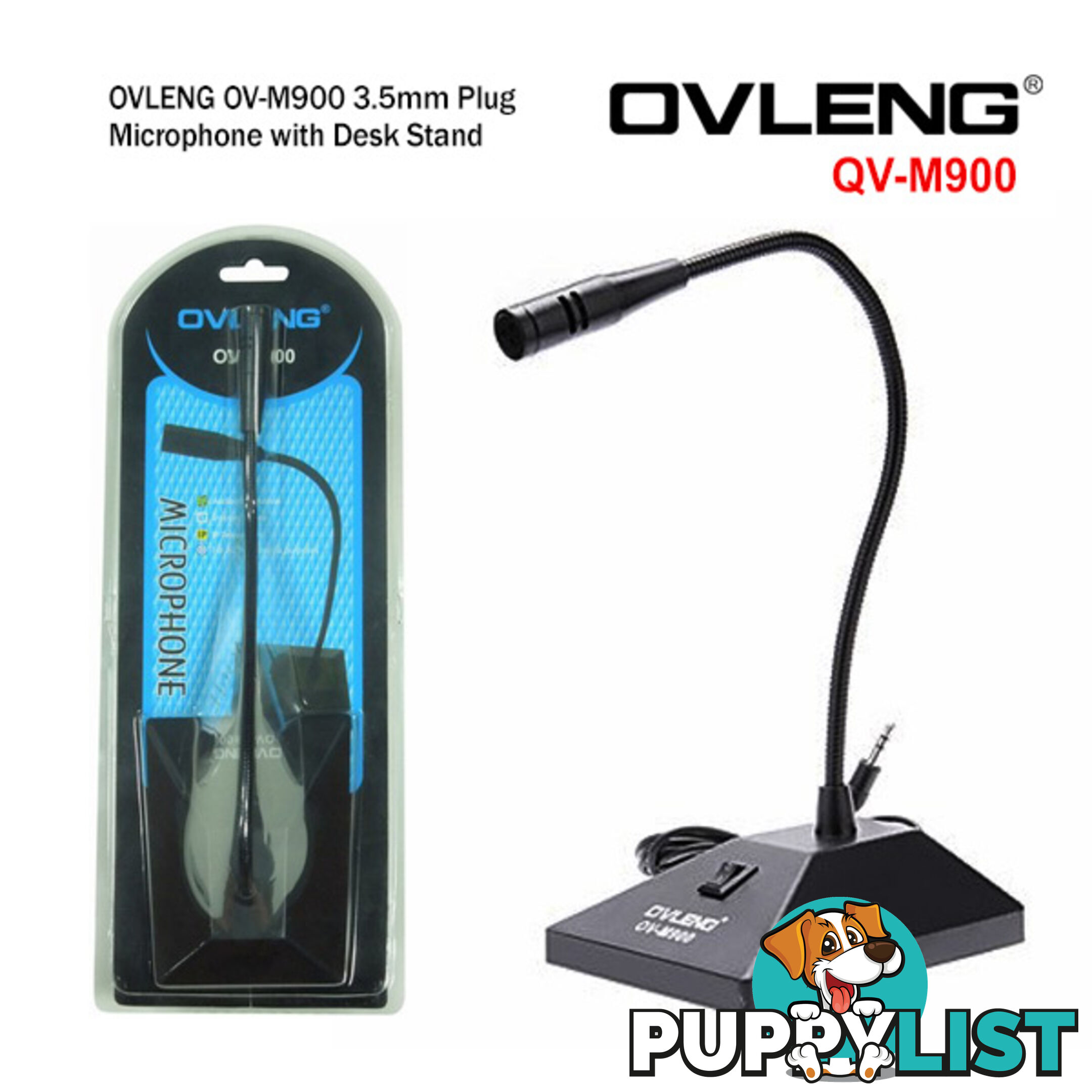 OVLENG OV-M900 3.5mm Plug Microphone with Desk Stand (Network Omnidirectional for Online Chat)