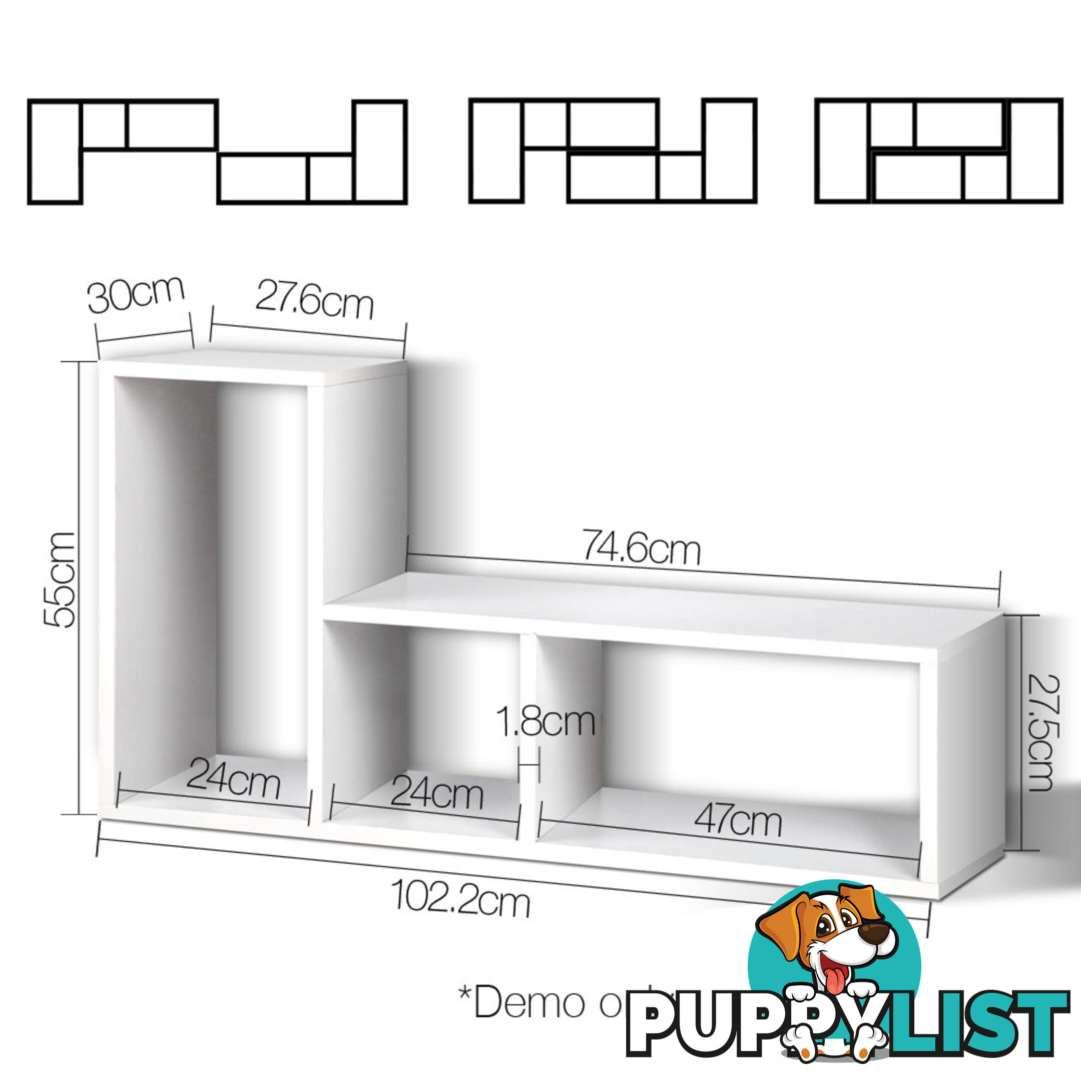 DIY L Shaped Display Shelf - White