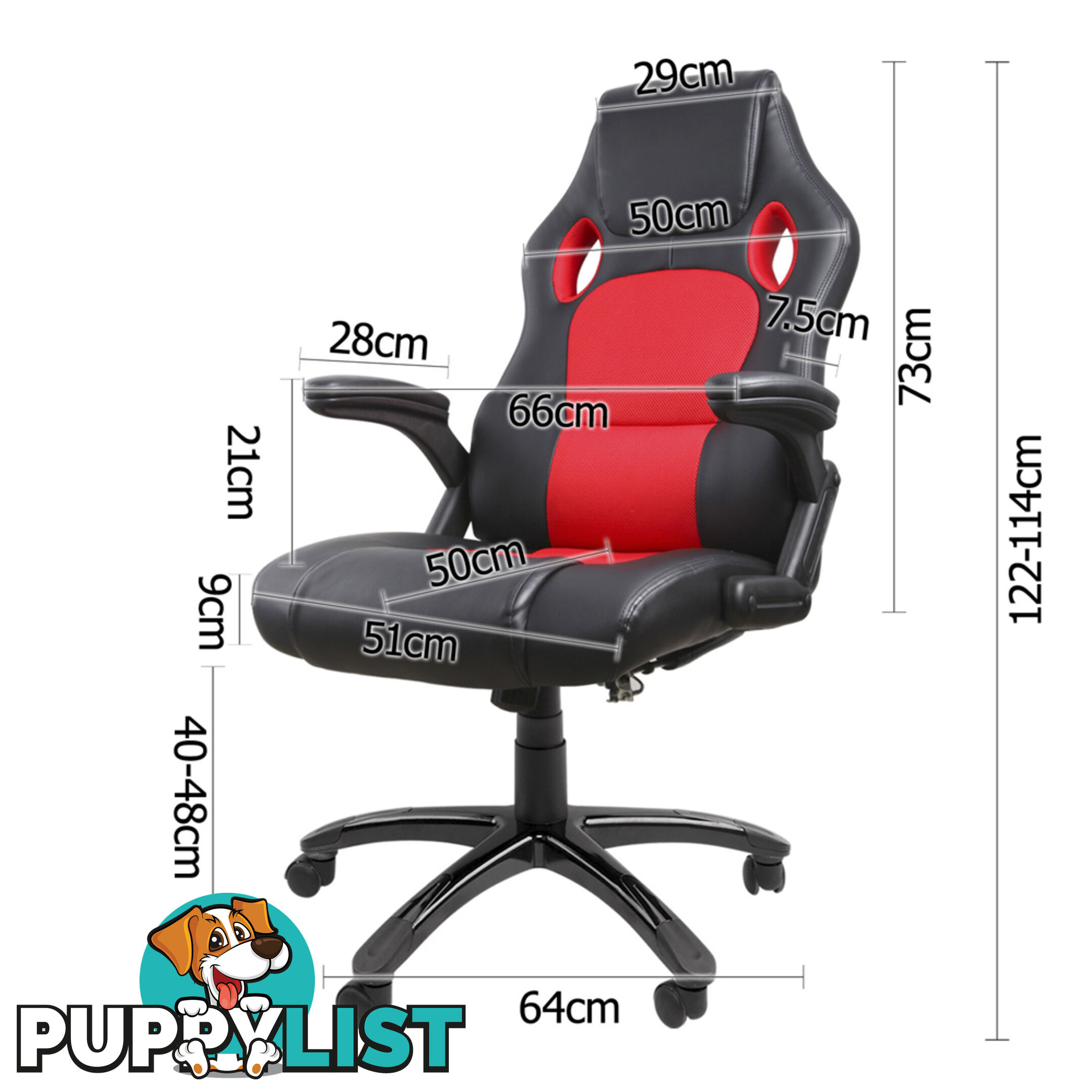 8 Point Massage Racing PU Leather Office Computer Chair Black/Red