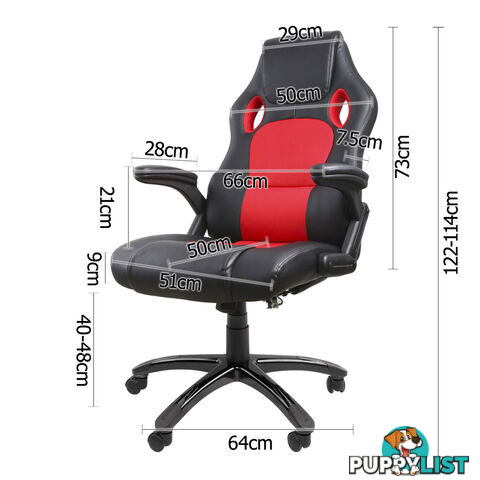 8 Point Massage Racing PU Leather Office Computer Chair Black/Red