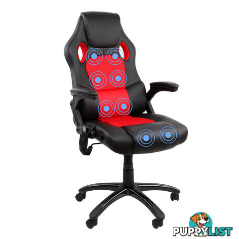 8 Point Massage Racing PU Leather Office Computer Chair Black/Red