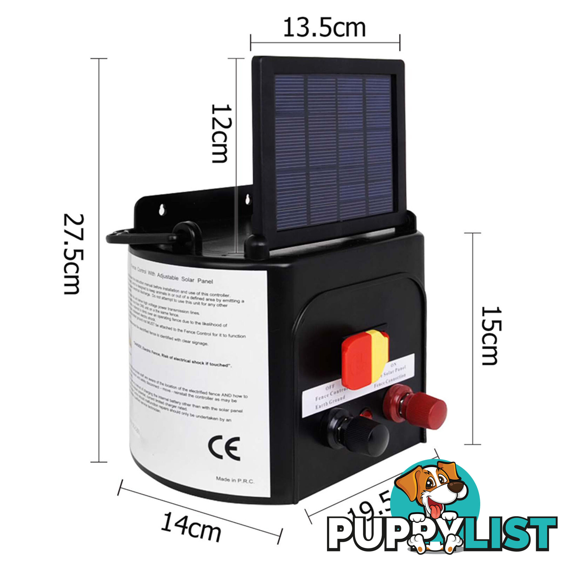 Solar Power Electric Fence Energiser Energizer Charger 8Km / 0.3J