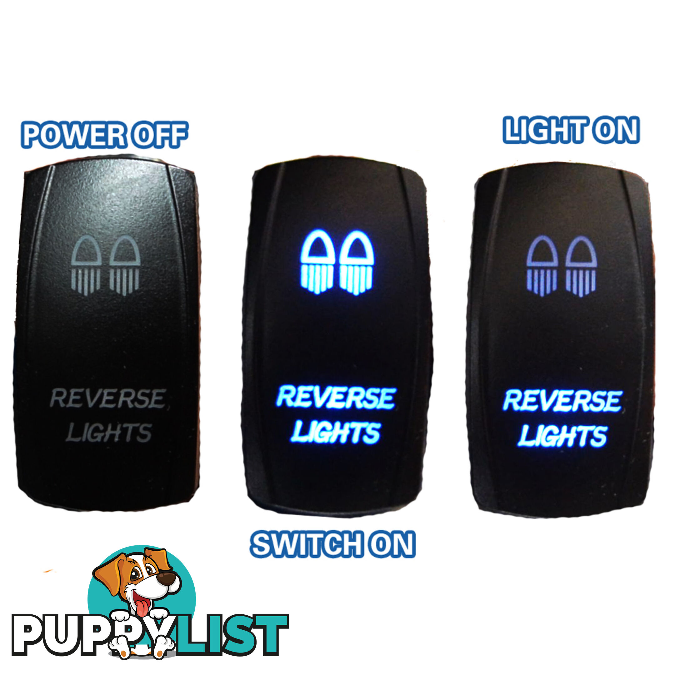 REVERSE LIGHTS CARLING ROCKER SWITCH LASER ETCHED WORK LIGHT BAR 4WD HID 12V 24V