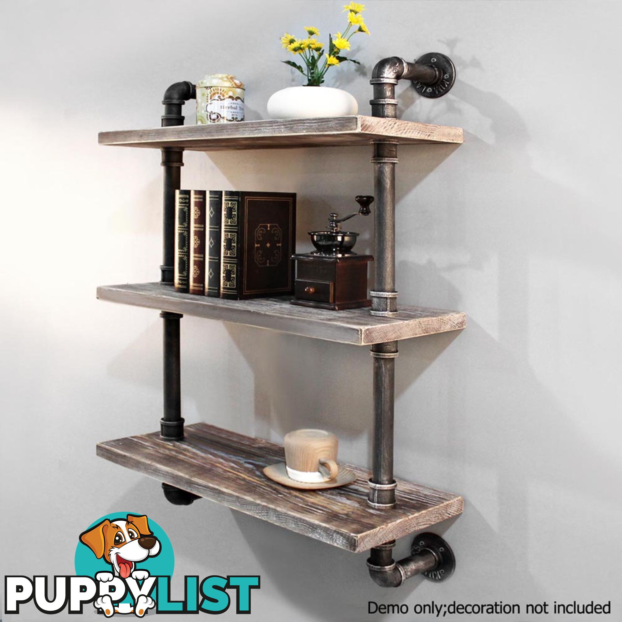 Rustic Industrial DIY Floating Pipe Shelf