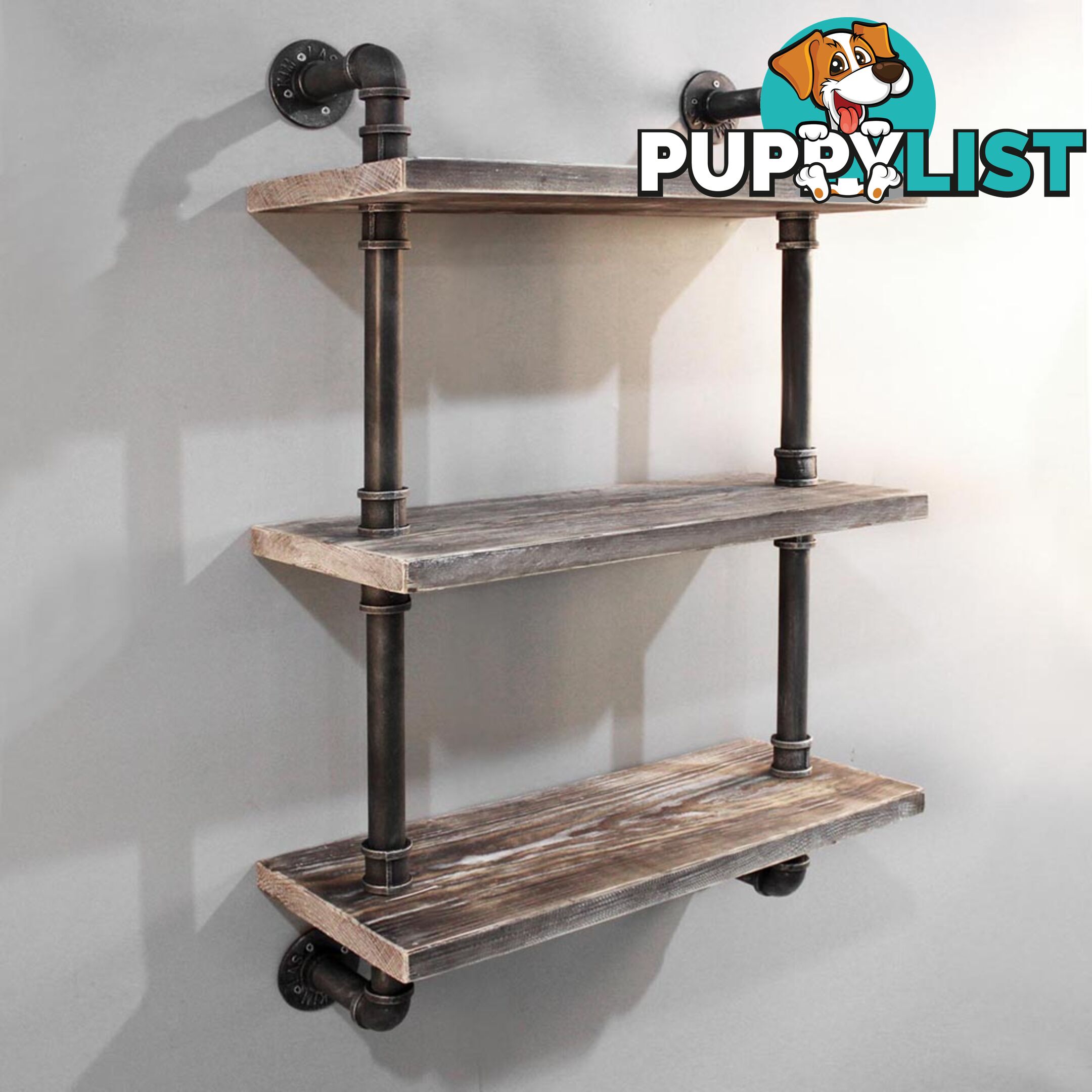 Rustic Industrial DIY Floating Pipe Shelf