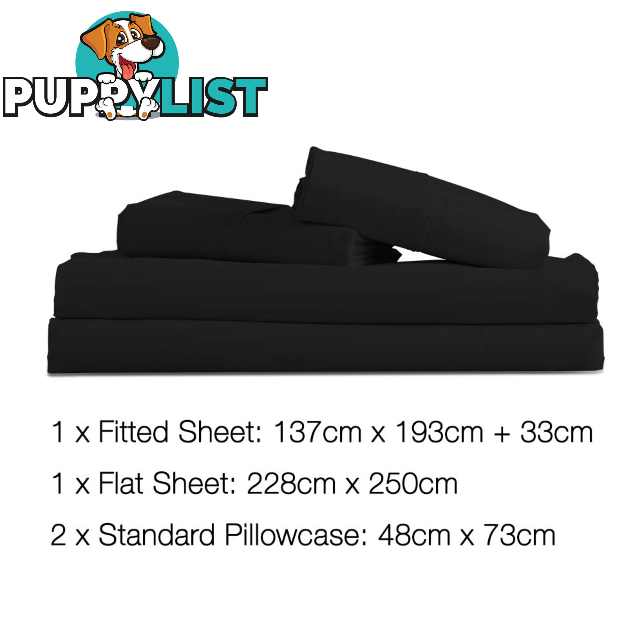 4 Piece Microfibre Sheet Set Double_ÑÐ Black