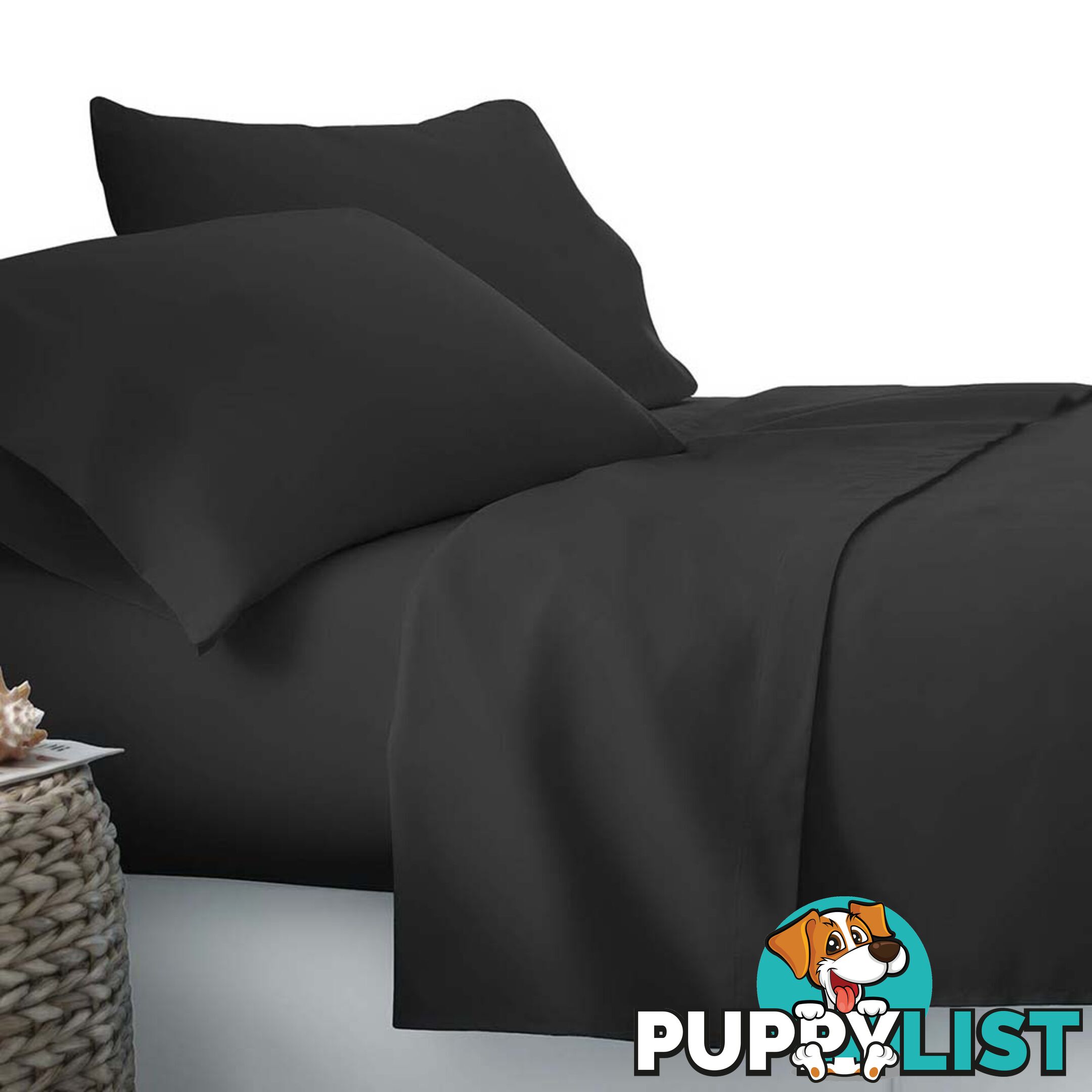 4 Piece Microfibre Sheet Set Double_ÑÐ Black