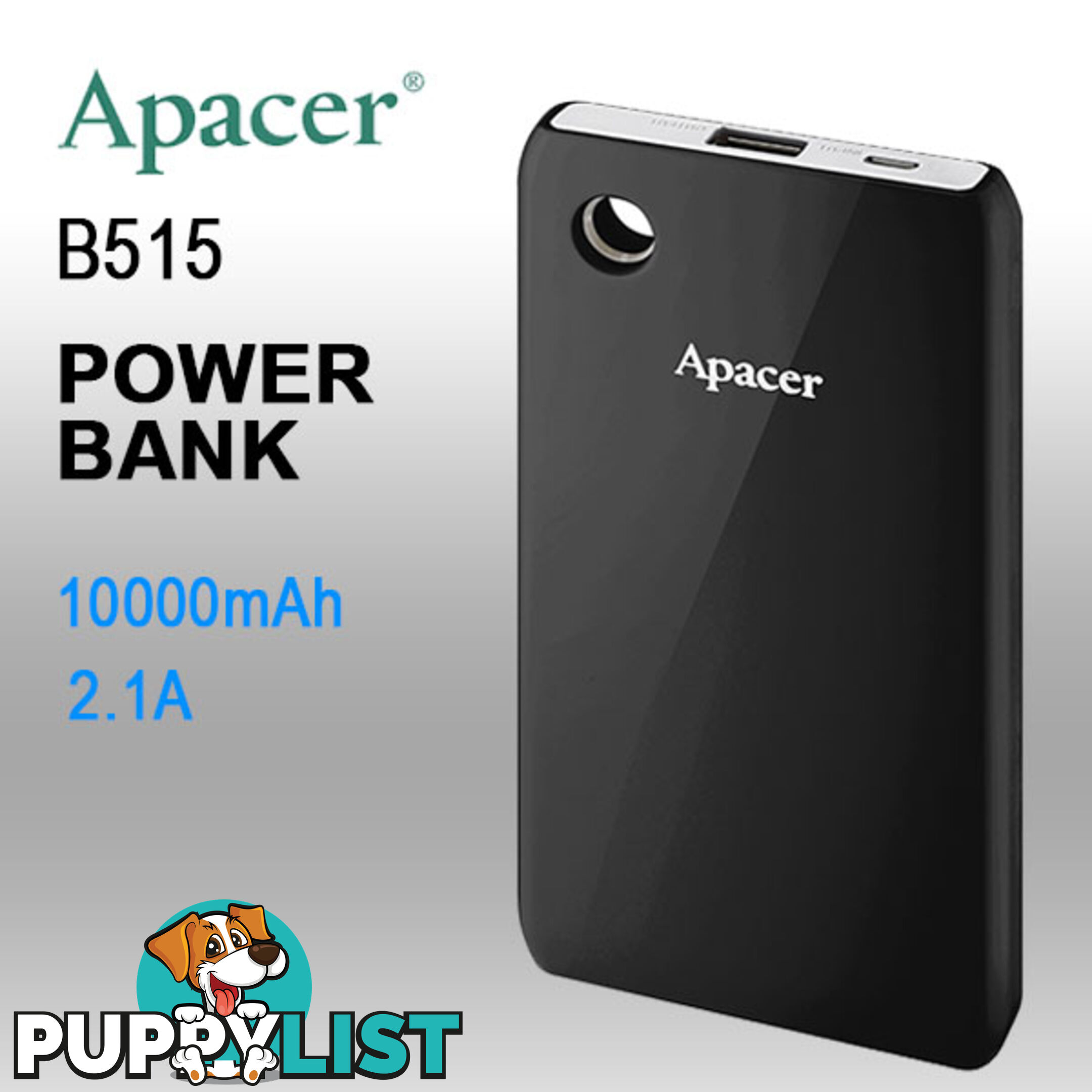 APACER DELUXE PORTABLE POWERBANK 10000MAH BLACK COLOR ( B515 BLACK )