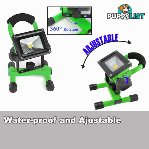 10W PORTABLE LED WORK LIGHT RECHARGEABLE FLOOD LIGHT LAMP CAMPING GREEN