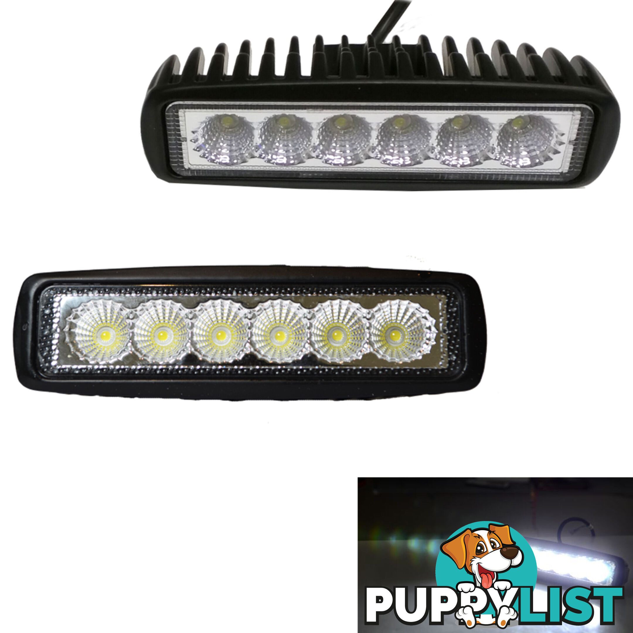 2x 6inch 18W LED Light Bar Driving Work Lamp Flood Truck Offroad UTE 4WD