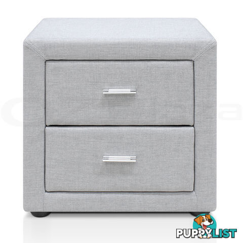 Fabric Bedside Table - Light Grey