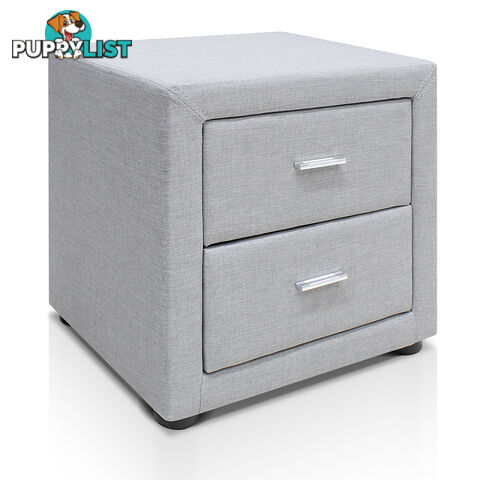 Fabric Bedside Table - Light Grey