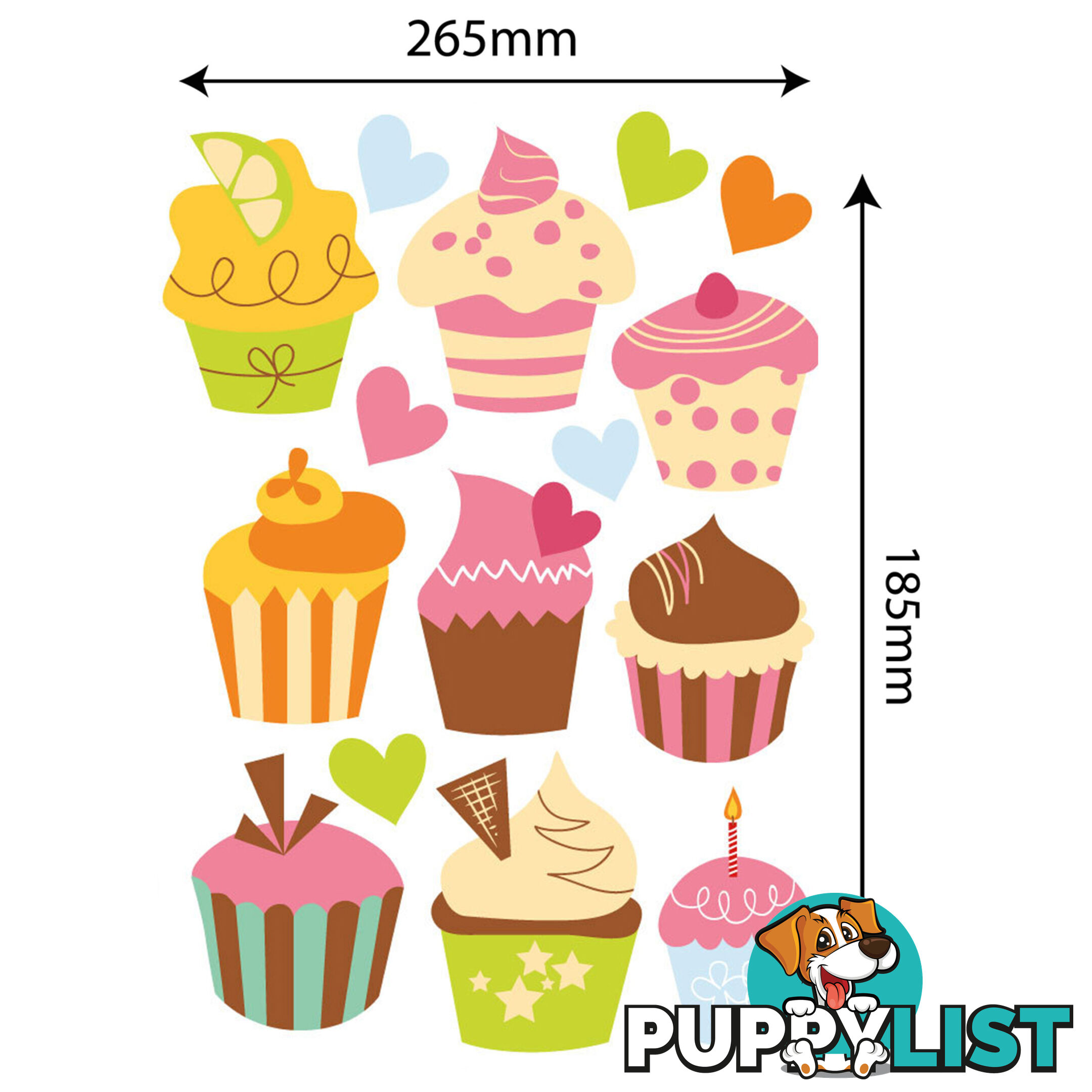 Medium Size Cute Cupcakes Wall Stickers - Totally Movable and Reusable