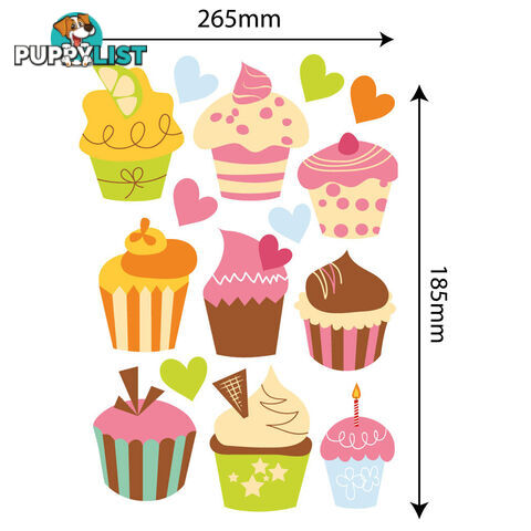 Medium Size Cute Cupcakes Wall Stickers - Totally Movable and Reusable