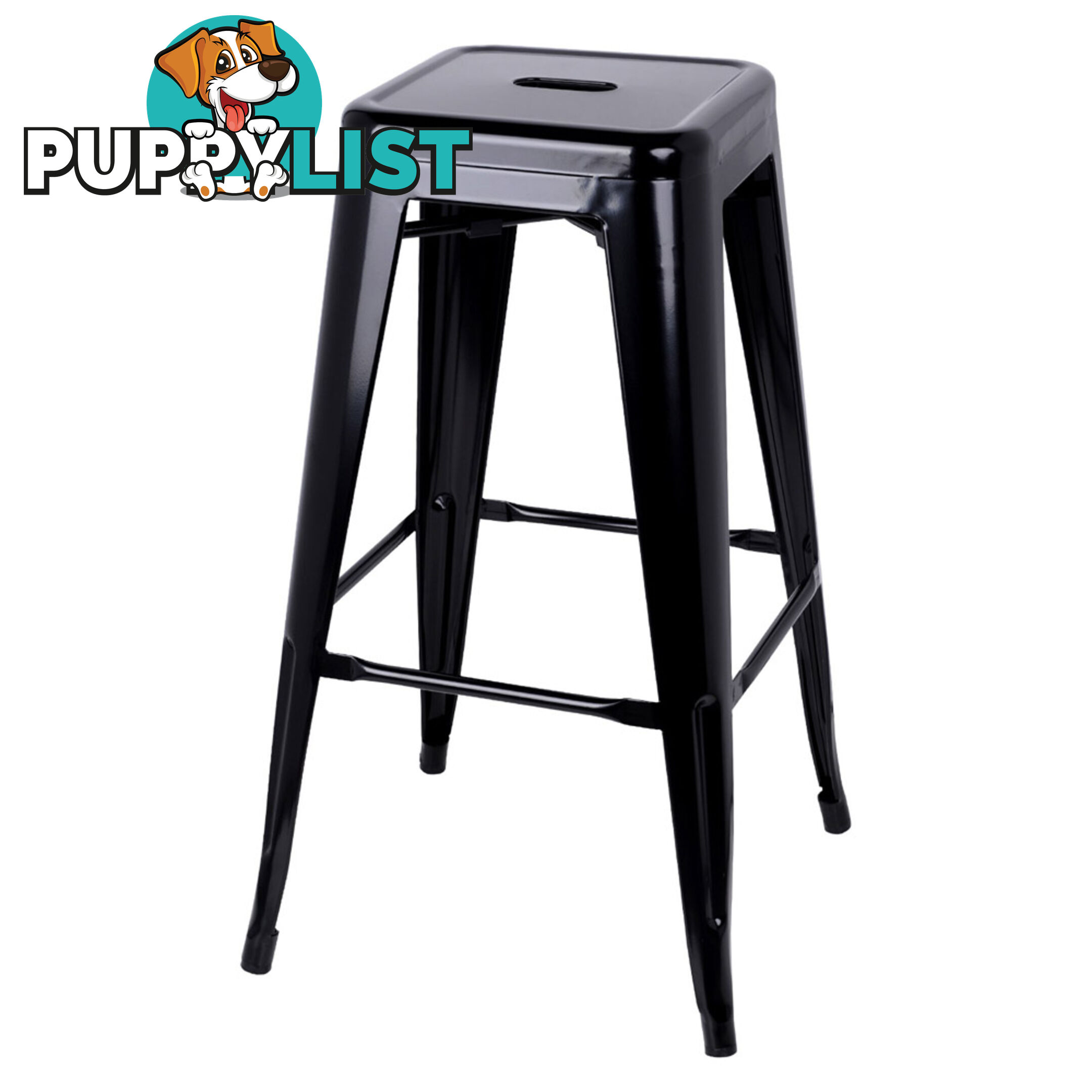 Set of 2 Steel Kitchen Bar Stool 76cm Black