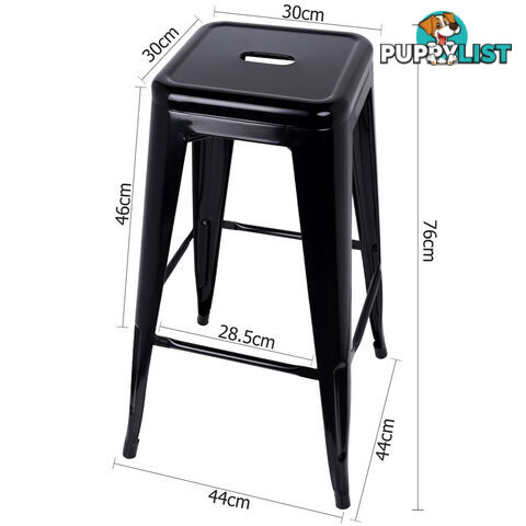 Set of 2 Steel Kitchen Bar Stool 76cm Black