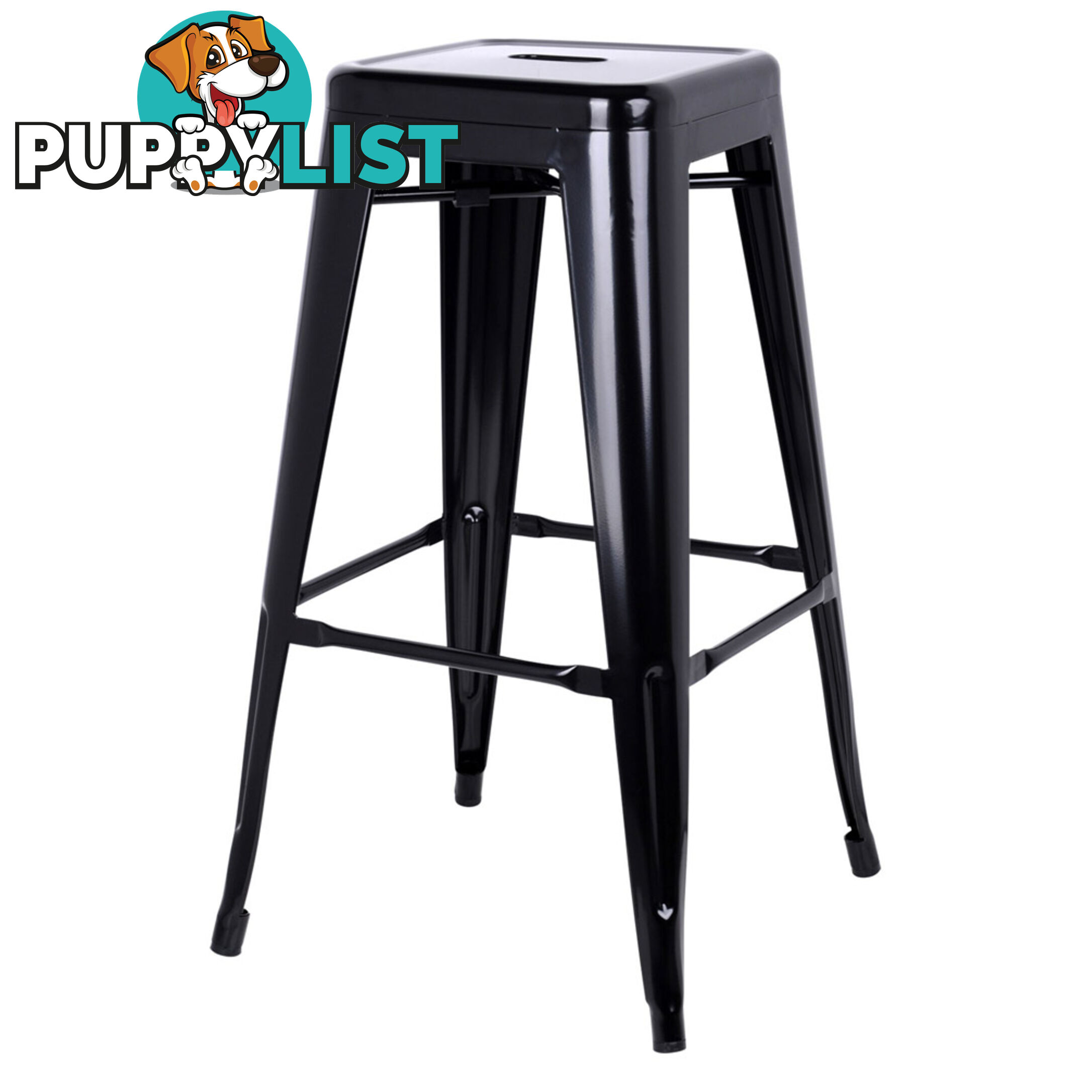 Set of 2 Steel Kitchen Bar Stool 76cm Black