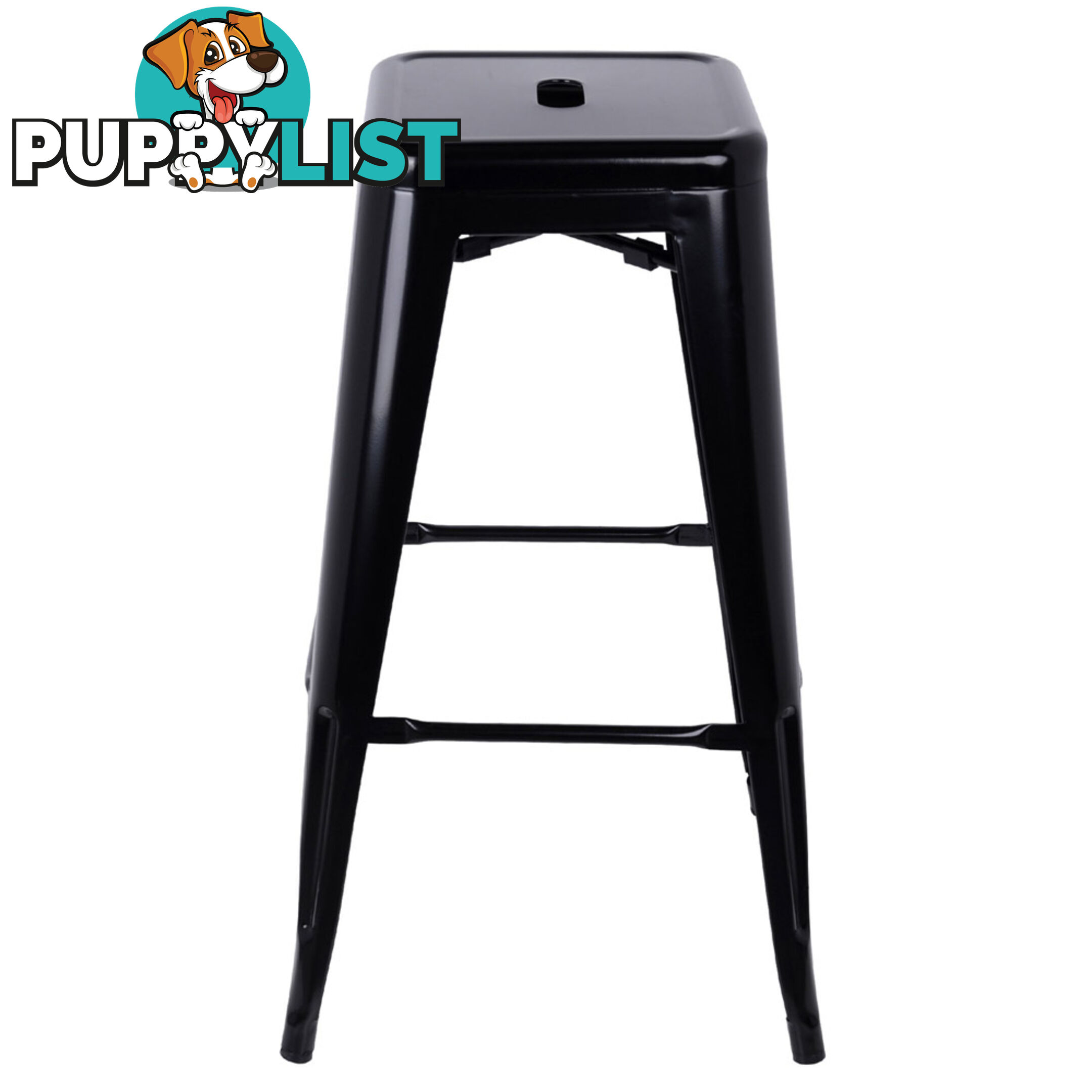 Set of 2 Steel Kitchen Bar Stool 76cm Black