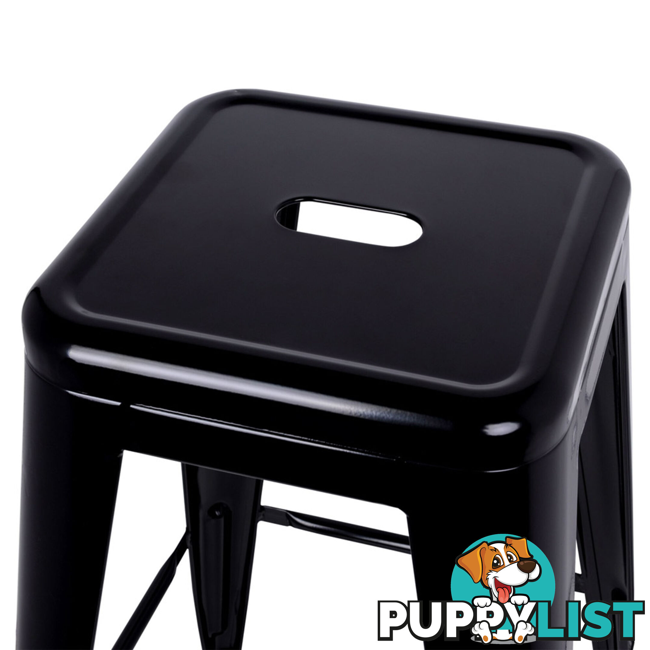 Set of 2 Steel Kitchen Bar Stool 76cm Black