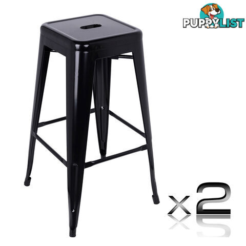 Set of 2 Steel Kitchen Bar Stool 76cm Black