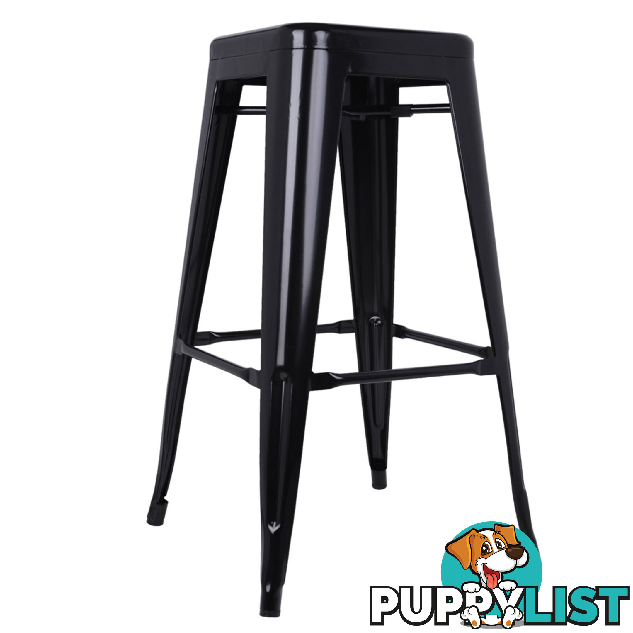 Set of 2 Steel Kitchen Bar Stool 76cm Black