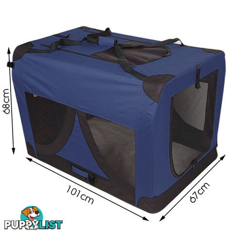 Extra Large Portable Soft Pet Dog Crate Cage Kennel Blue