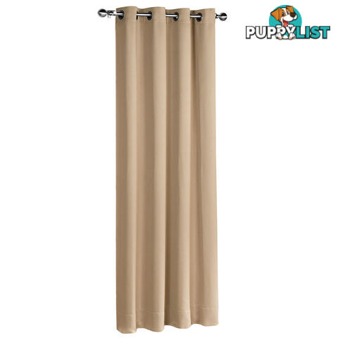 ArtQueen 3 Pass Eyelet Blockout Curtain Latte 140cm