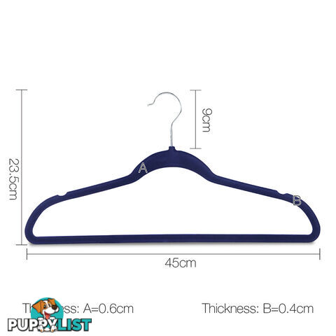 Set of 50 Slim Navy Velvet Hangers