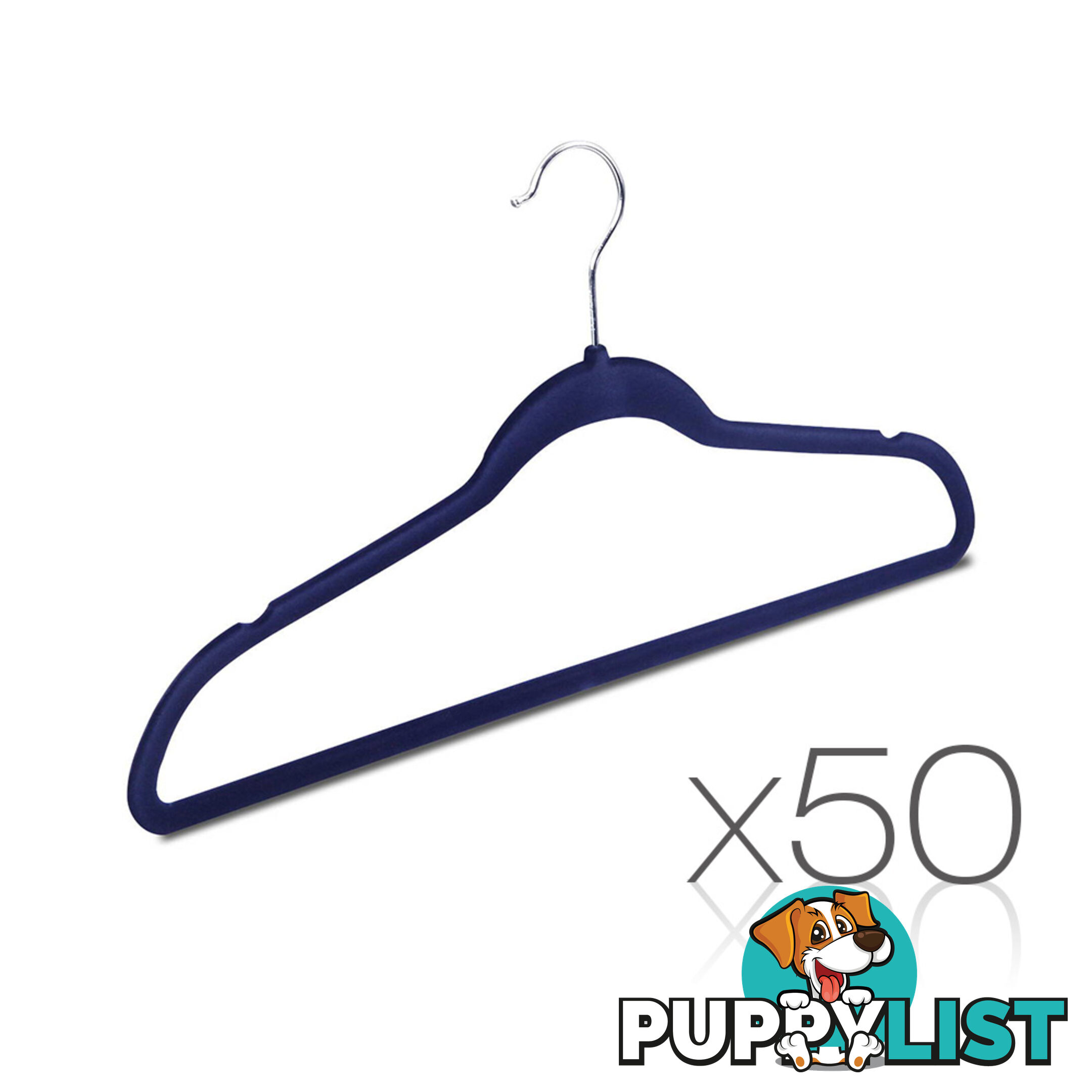 Set of 50 Slim Navy Velvet Hangers