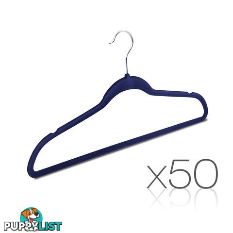 Set of 50 Slim Navy Velvet Hangers