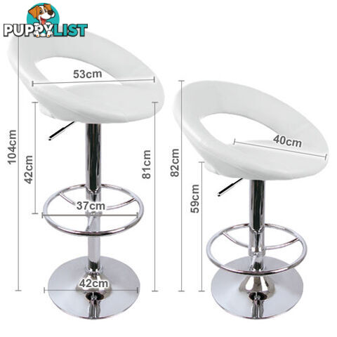 Set of 2 PU Leather Kitchen Bar Stool White