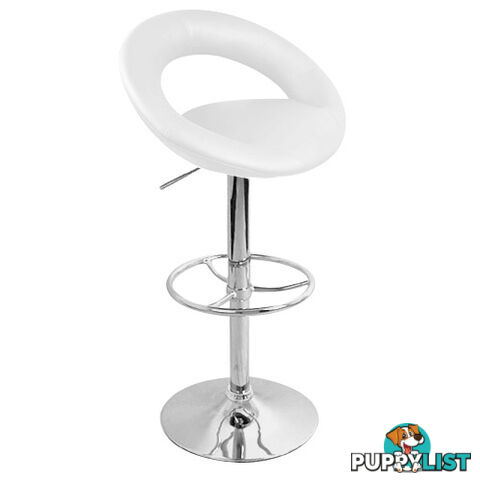 Set of 2 PU Leather Kitchen Bar Stool White