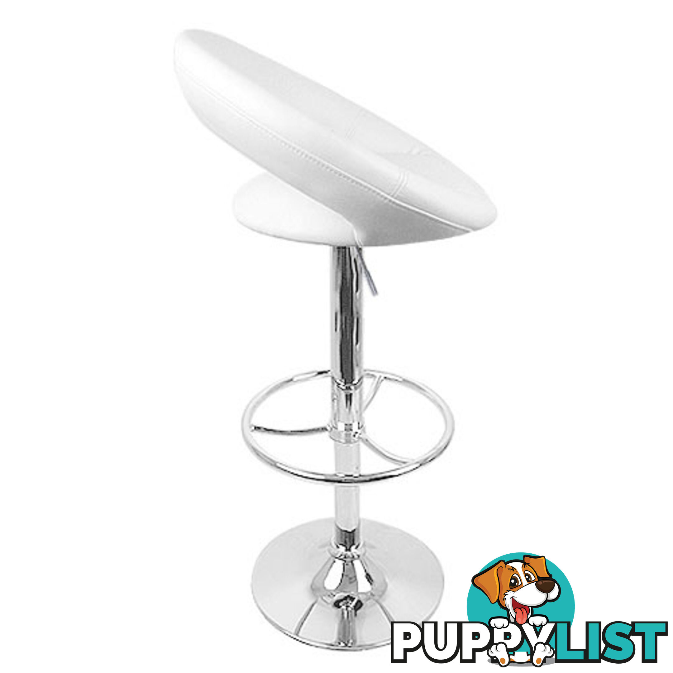 Set of 2 PU Leather Kitchen Bar Stool White