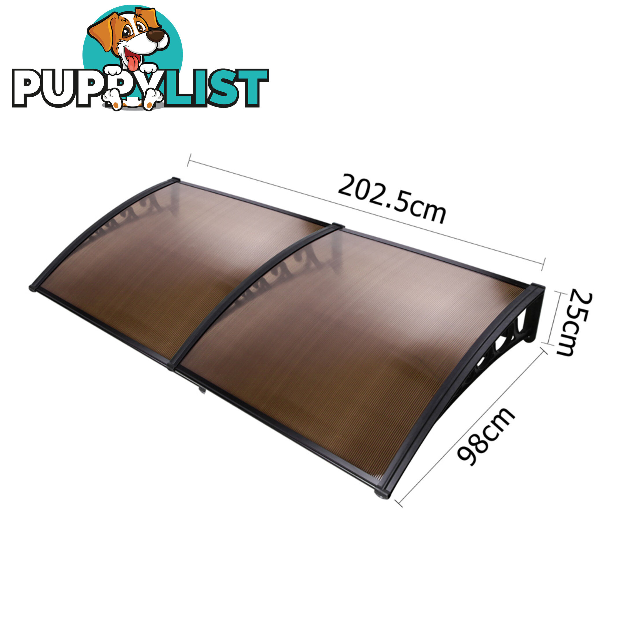 DIY Window Door Awning Cover Brown 100 x 200cm