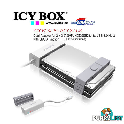 ICY BOX (IB-AC622-U3)Dual-Adapter 2.5" SATA HDD/SSD USB 3.0 Host JBOD Function