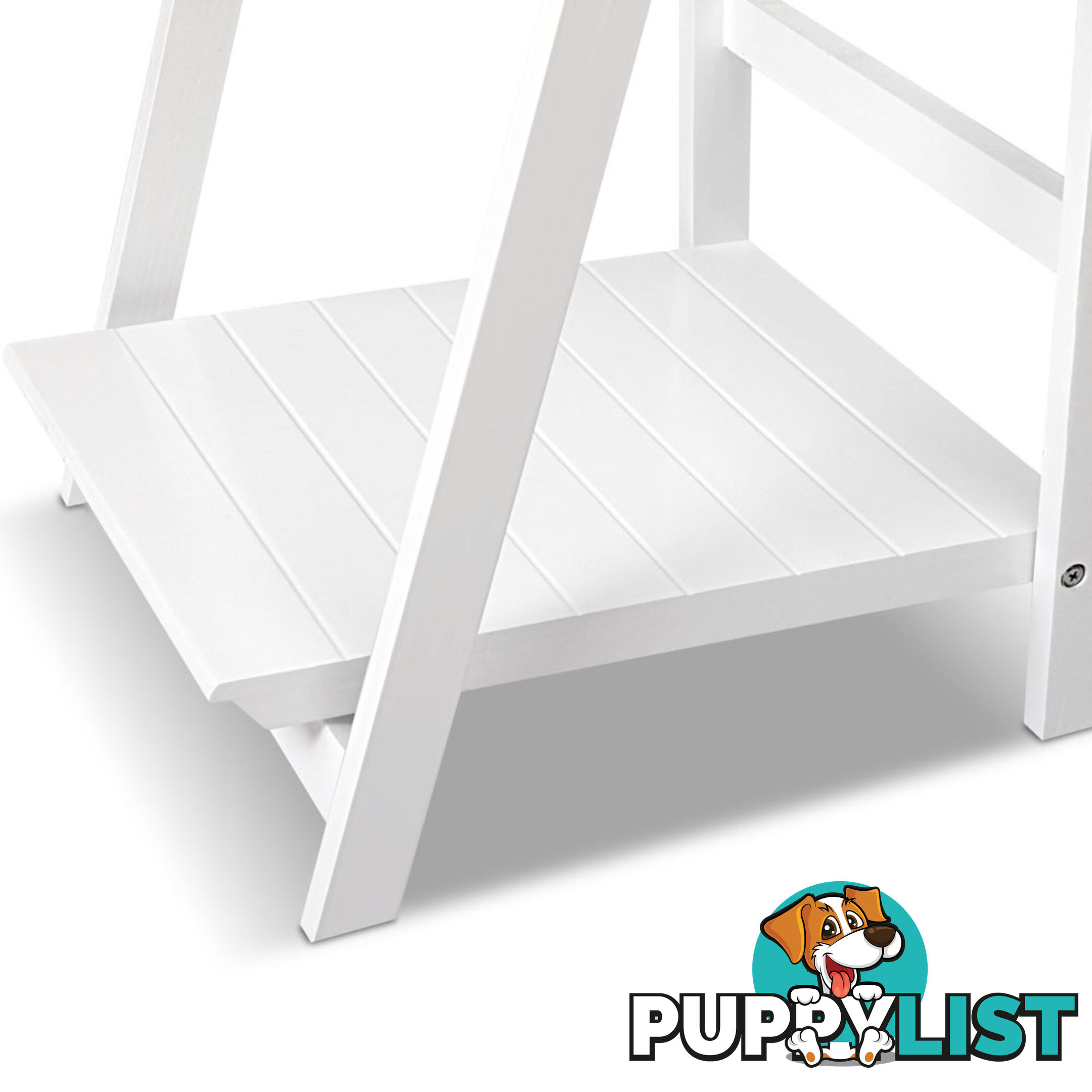 Wooden Ladder Display Storage Shelf White