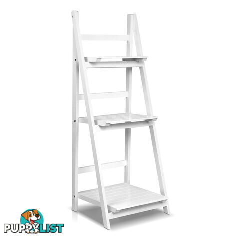 Wooden Ladder Display Storage Shelf White