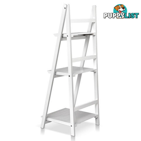 Wooden Ladder Display Storage Shelf White