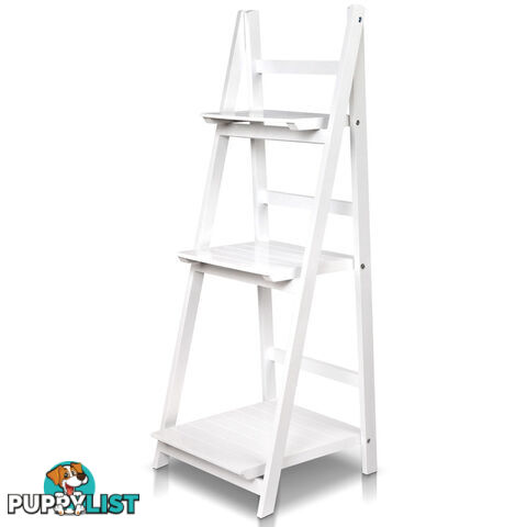 Wooden Ladder Display Storage Shelf White