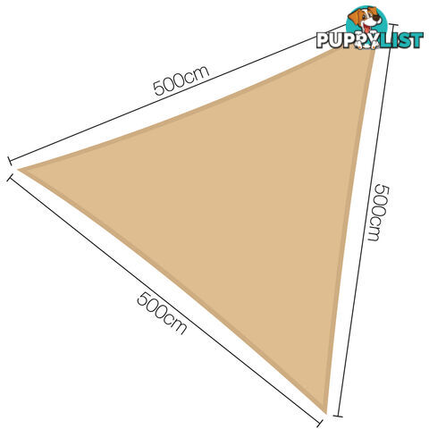 Heavy Duty 185GSM Shade Sail Canopy 5 x 5 x 5M Sand