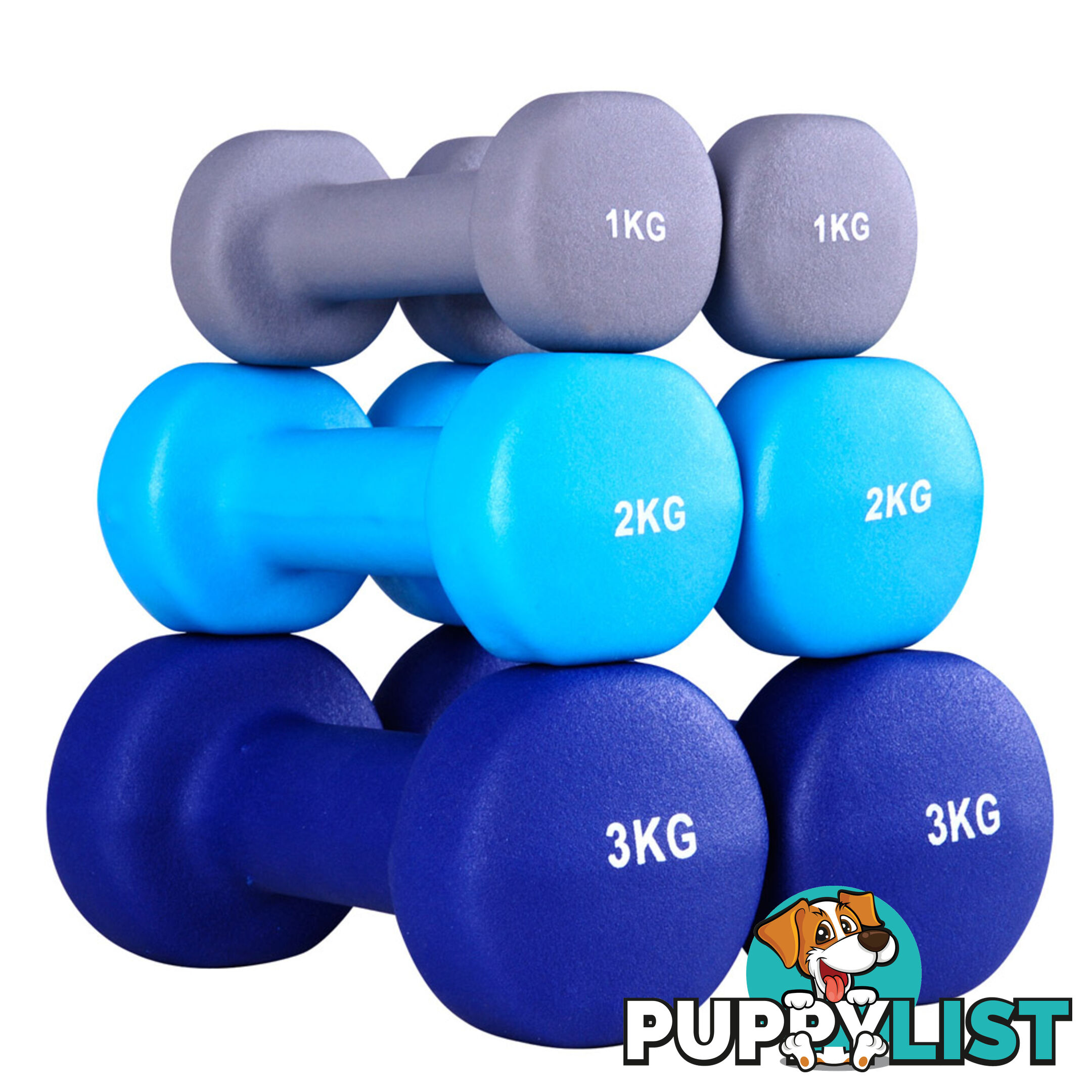 Everfit 6 Piece 12kg Dumbbell Weights Set w/ Stand