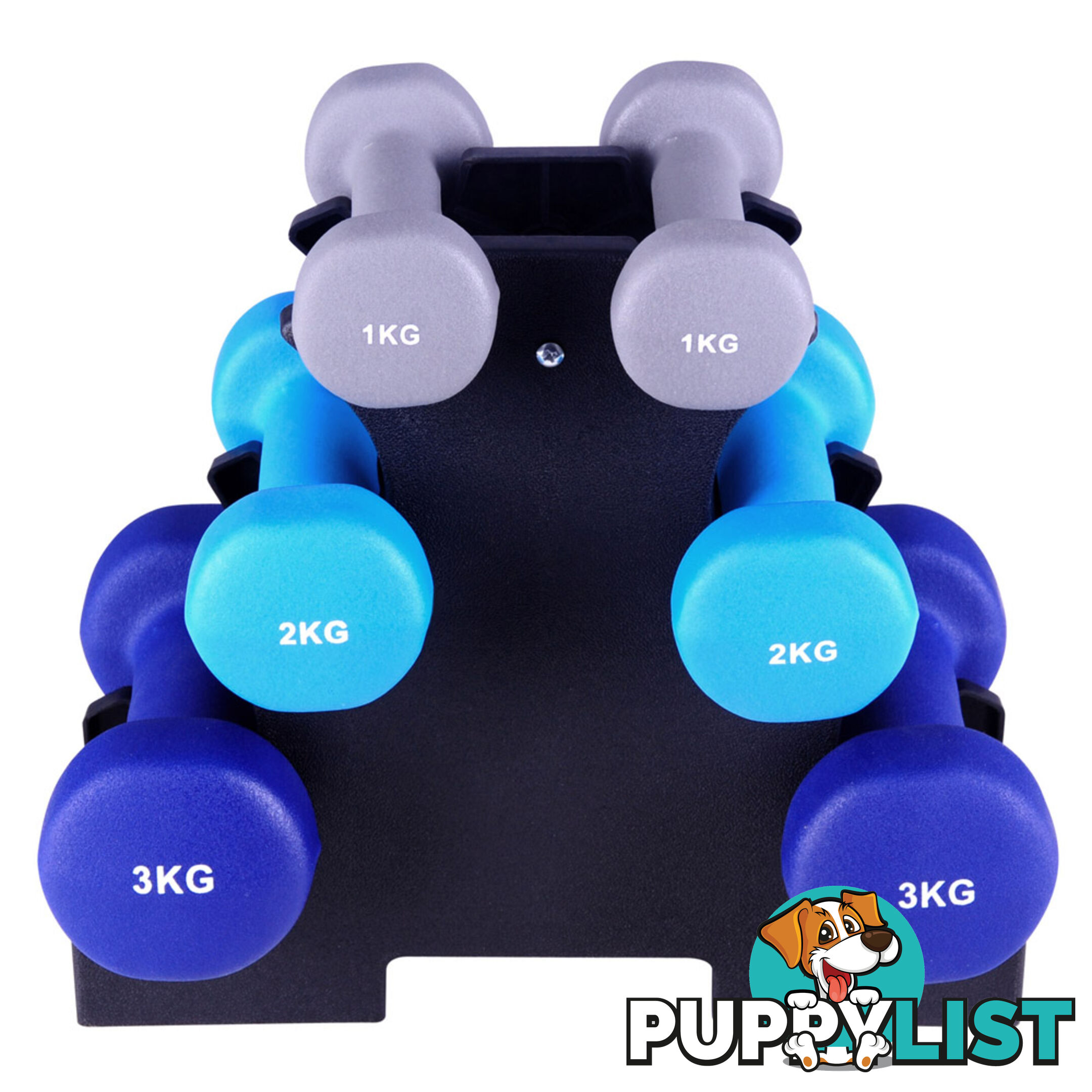 Everfit 6 Piece 12kg Dumbbell Weights Set w/ Stand